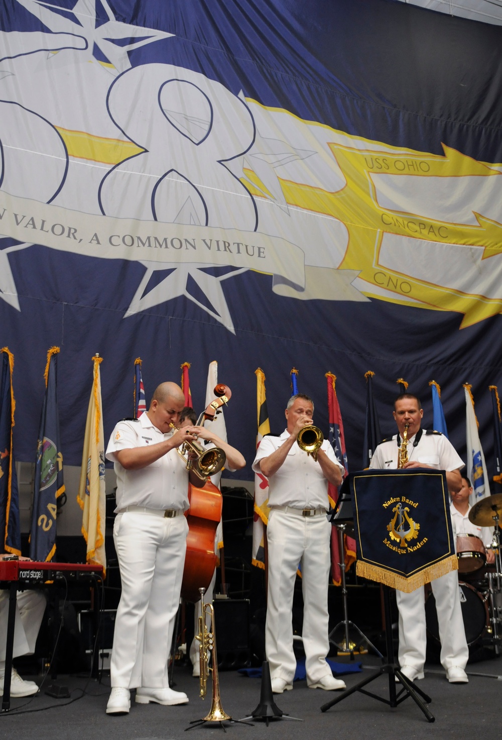 Royal Canadian Navy band plays aboard USS Nimitz