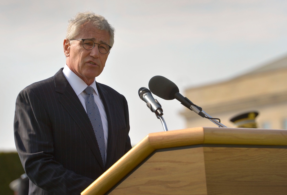 Hagel delivers remarks during a National POW/MIA Recognition Day