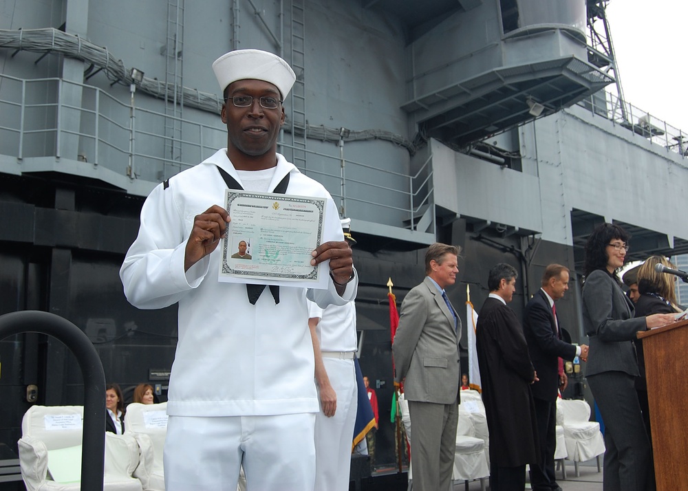 America welcomes its newest citizen Sailors, Marines, Soldiers and Airmen