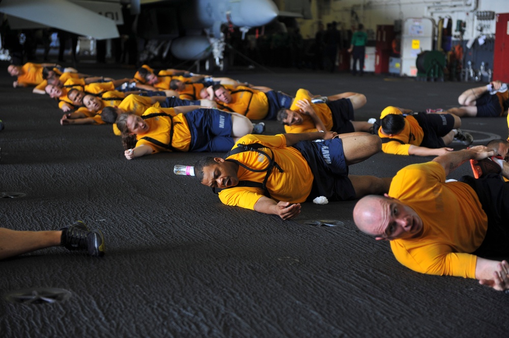 USS Nimitz 9/11 memorial workout