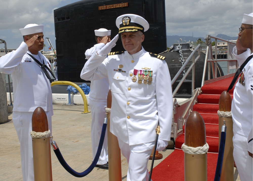 Change of command ceremony at Naval Station Pearl Harbor