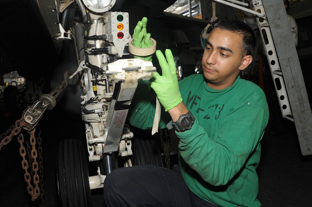 Aboard the aircraft carrier USS George H.W. Bush