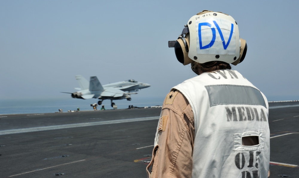 Aboard the aircraft carrier USS George H.W. Bush