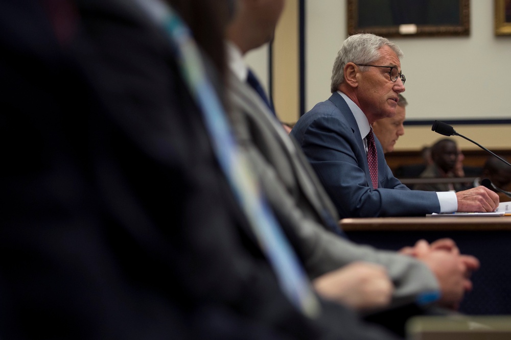 Secretary of Defense Chuck Hagel testifies before the House Armed Services Committee