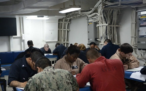 Sailors take E-4 exam