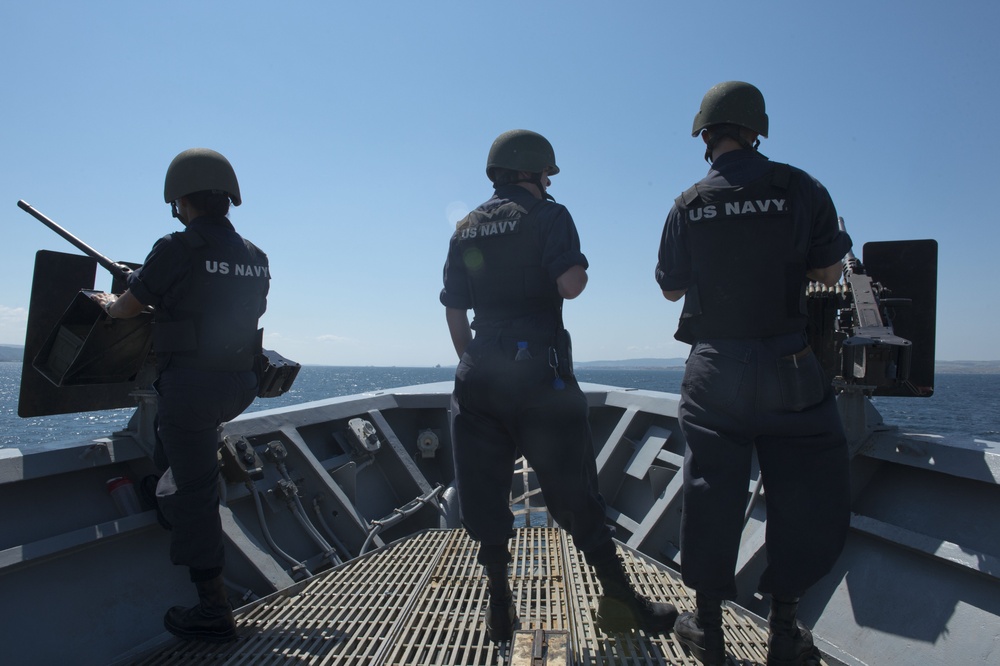 USS Vella Gulf sailors stand watch