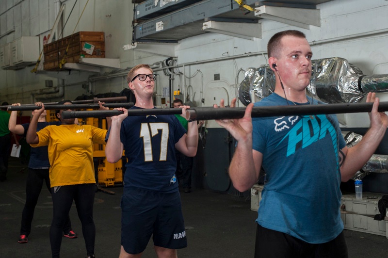 Fitness class aboard USS Carl Vinson