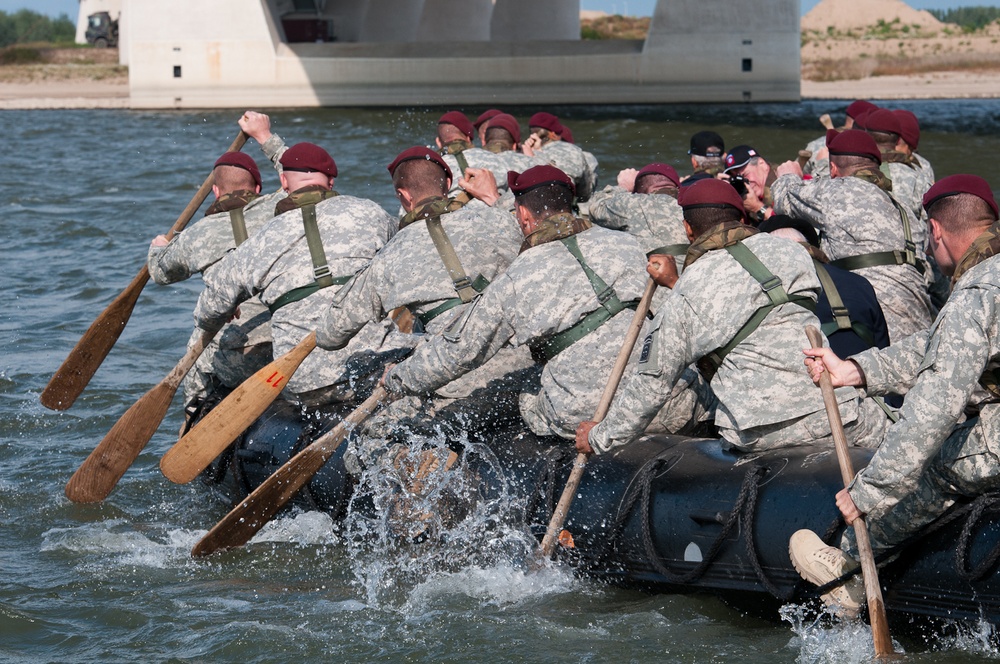 Paratroopers reenact Waal River crossing in Netherlands