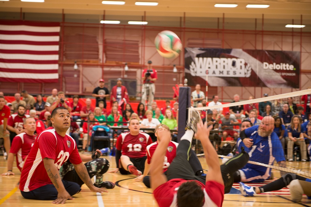 Sitting volleyball: Marines, Airmen square off in battle of undefeated teams at 2014