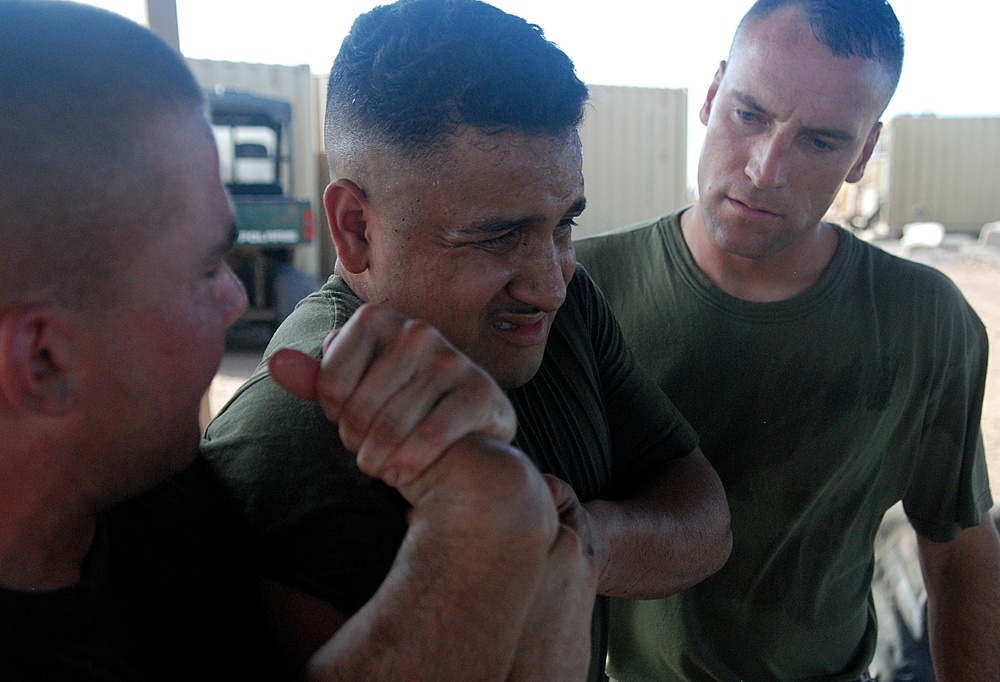 Marines train on defense drills at Camp Lemonier