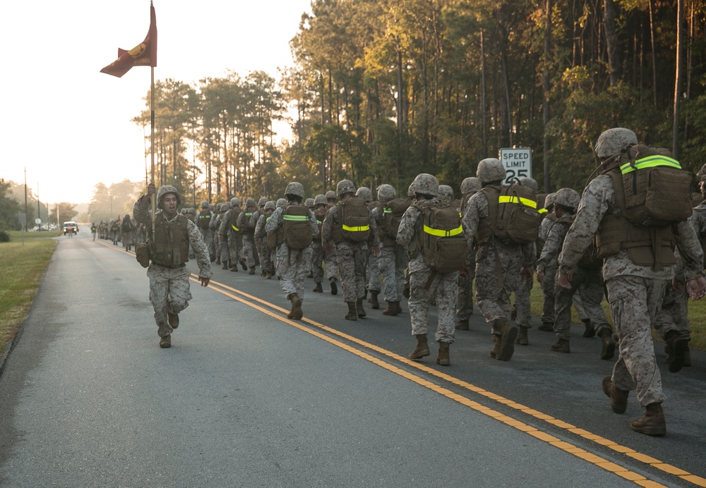 Fortitude Road: 2nd MLG Marines test readiness during Headquarters Regiment hike