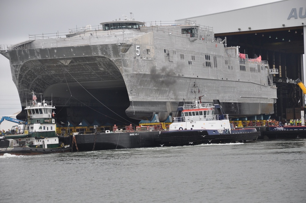USNS Trenton rolls out at Austal USA shipyard