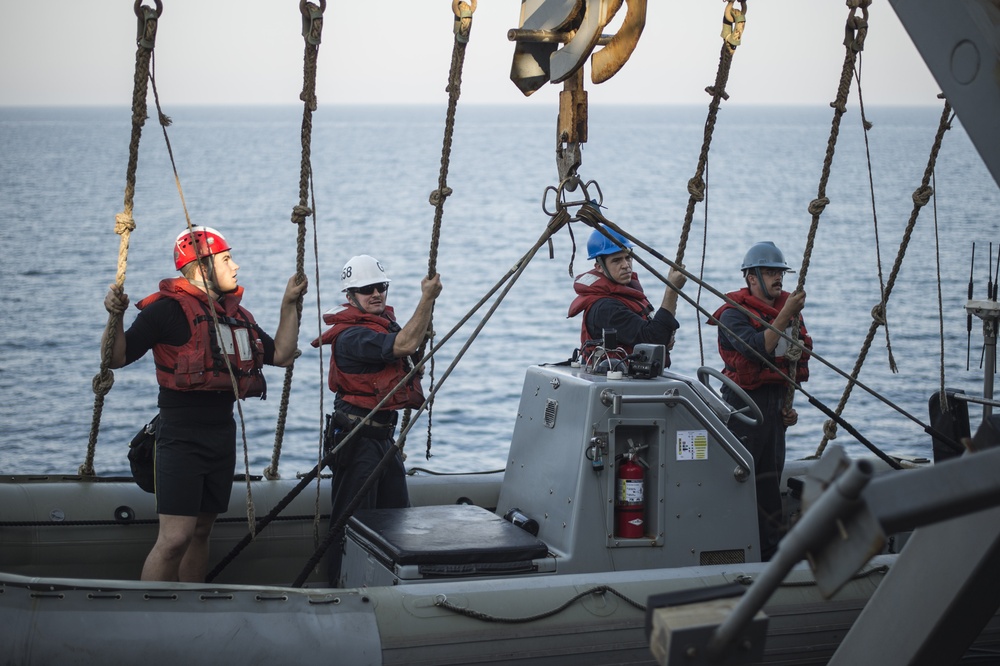 USS Philippine Sea is deployed as part of the George H.W. Bush Carrier Strike Group in support of maritime security operations, theater security cooperation efforts and missions