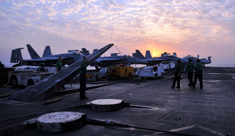 Aboard the aircraft carrier USS George H.W. Bush