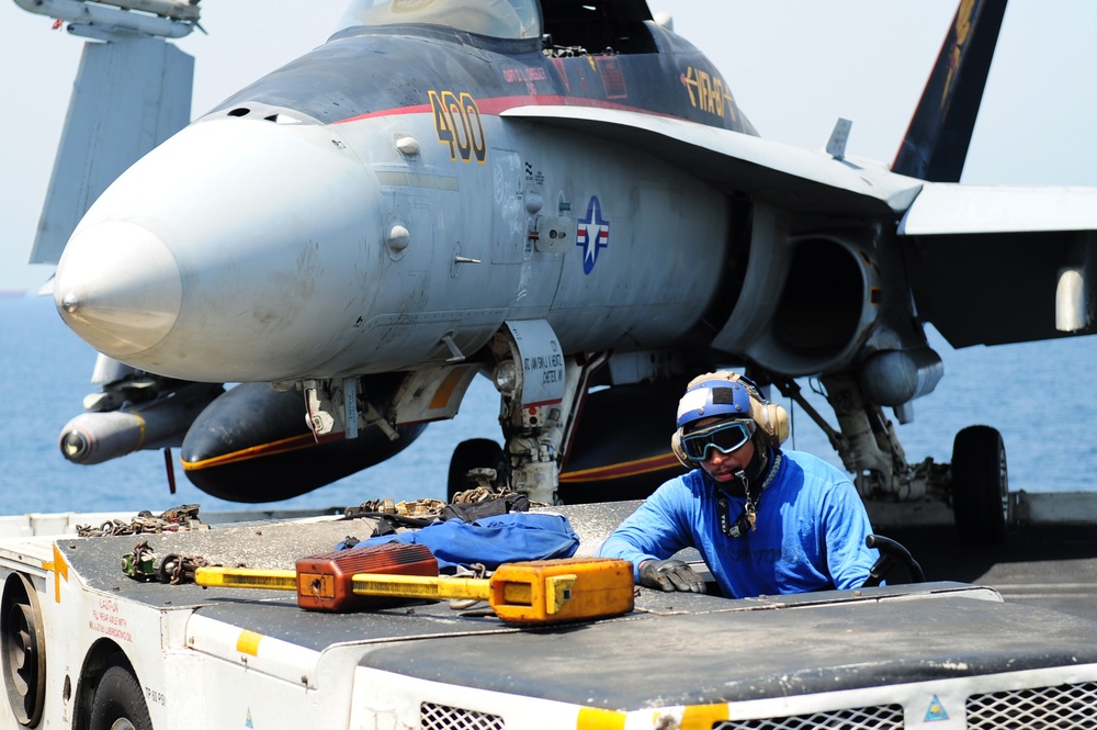 USS George H.W. Bush is supporting maritime security operations and theater security cooperation efforts in the US 5th Fleet area of responsibility