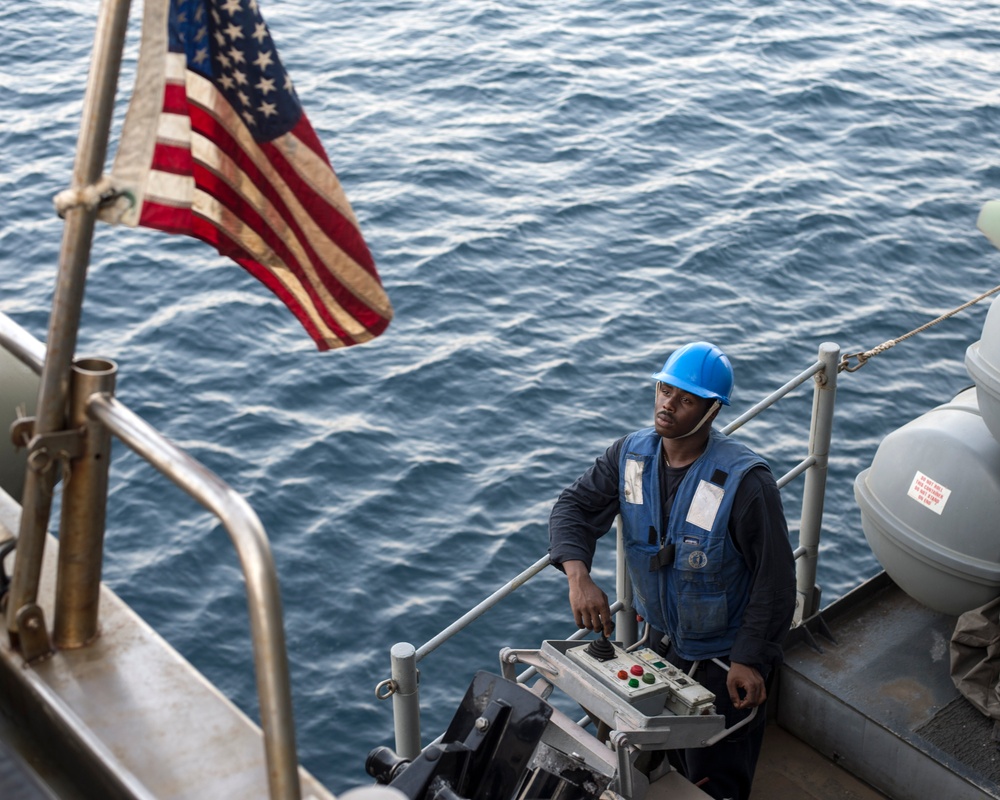 USS Philippine Sea is deployed as part of the George H.W. Bush Carrier Strike Group in support of maritime security operations, theater security cooperation efforts and missions