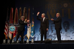 Secretary of Defense Chuck Hagel speaks at Secretary of Defense Freedom Award Ceremony