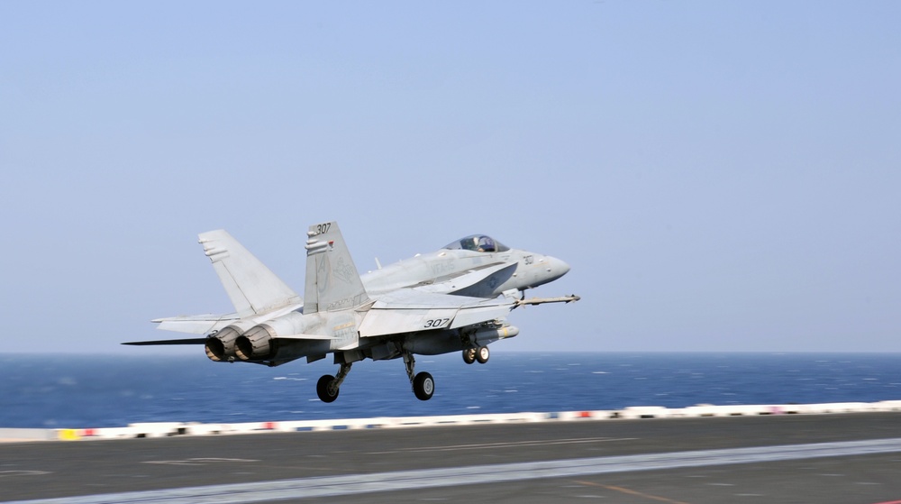 F/A-18C Hornet launches from USS George H.W. Bush