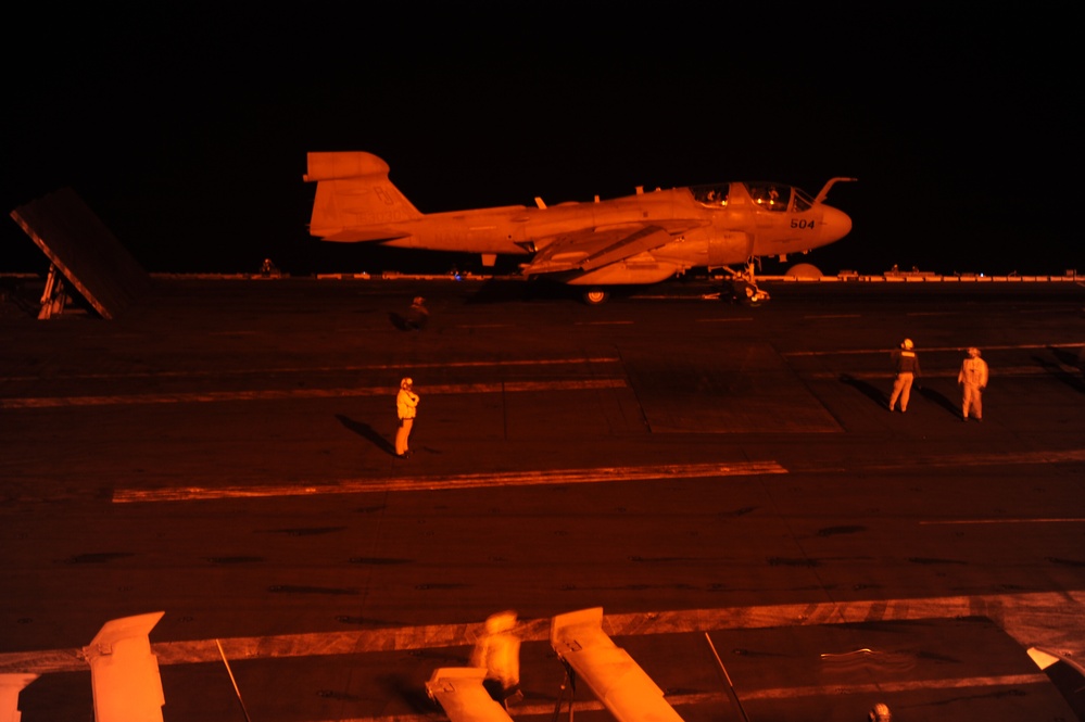 EA-6B Prowler readies for takeoff aboard USS George H.W. Bush