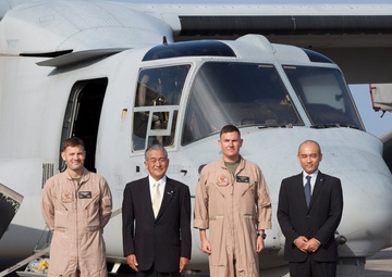 Ogasawara Village officials visit Osprey pilots, tour MCAS Futenma
