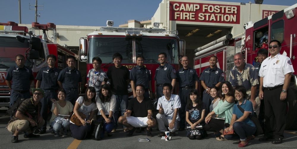 Okinawa International University students learn disaster preparation at Camp Foster Fire Station