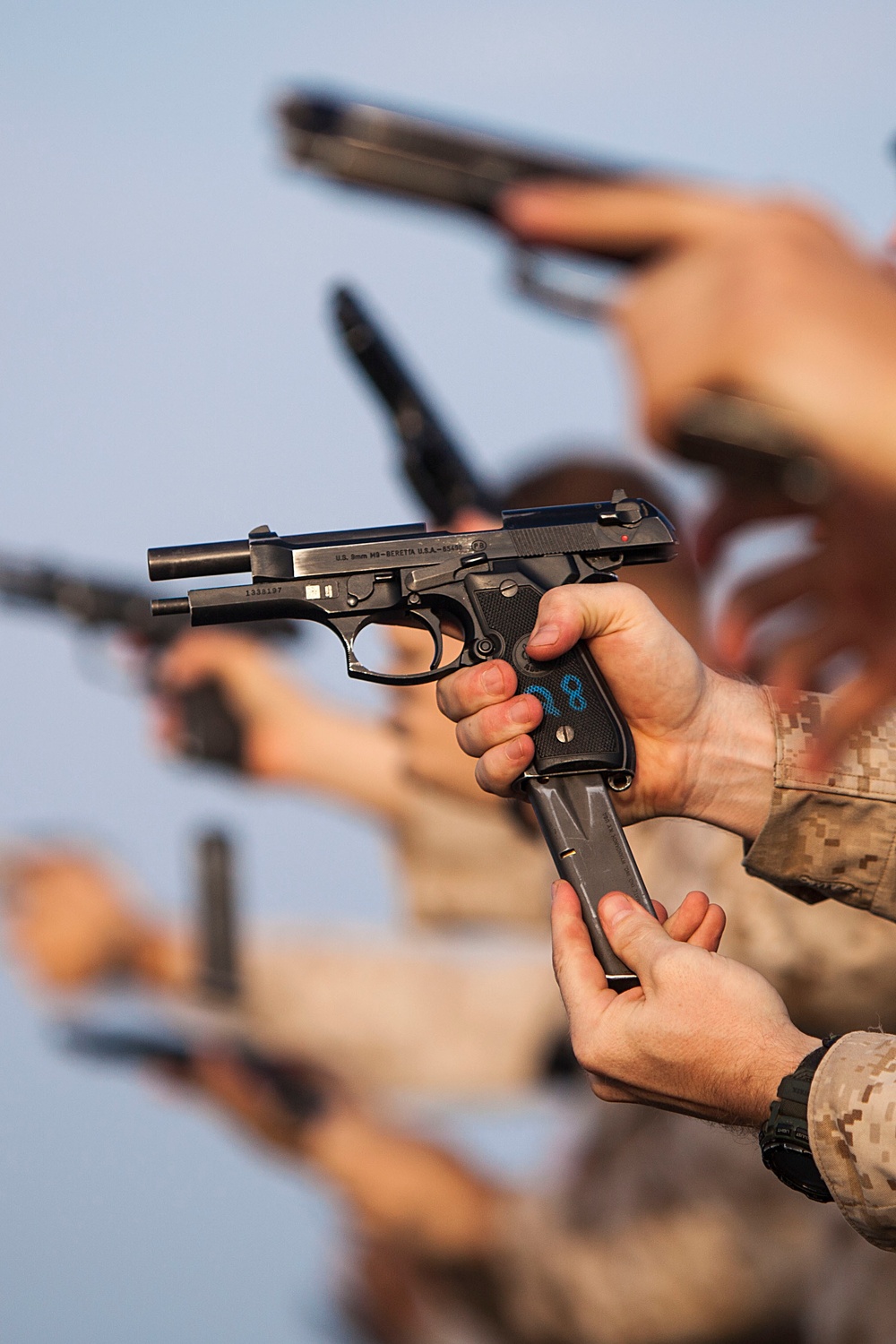 22nd MEU SNCOs, officers conduct pistol range aboard Gunston Hall