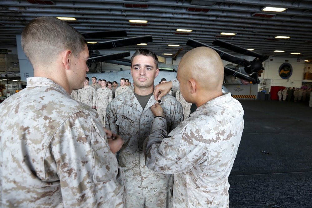 BLT 1/6 Marines promoted aboard Bataan