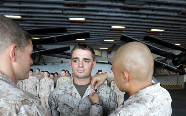 BLT 1/6 Marines promoted aboard Bataan
