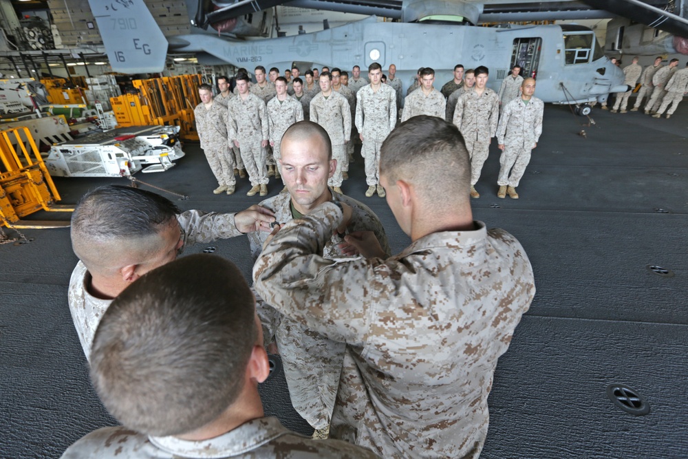 BLT 1/6 Marines promoted aboard Bataan