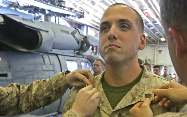 22nd MEU Marines promoted aboard Bataan