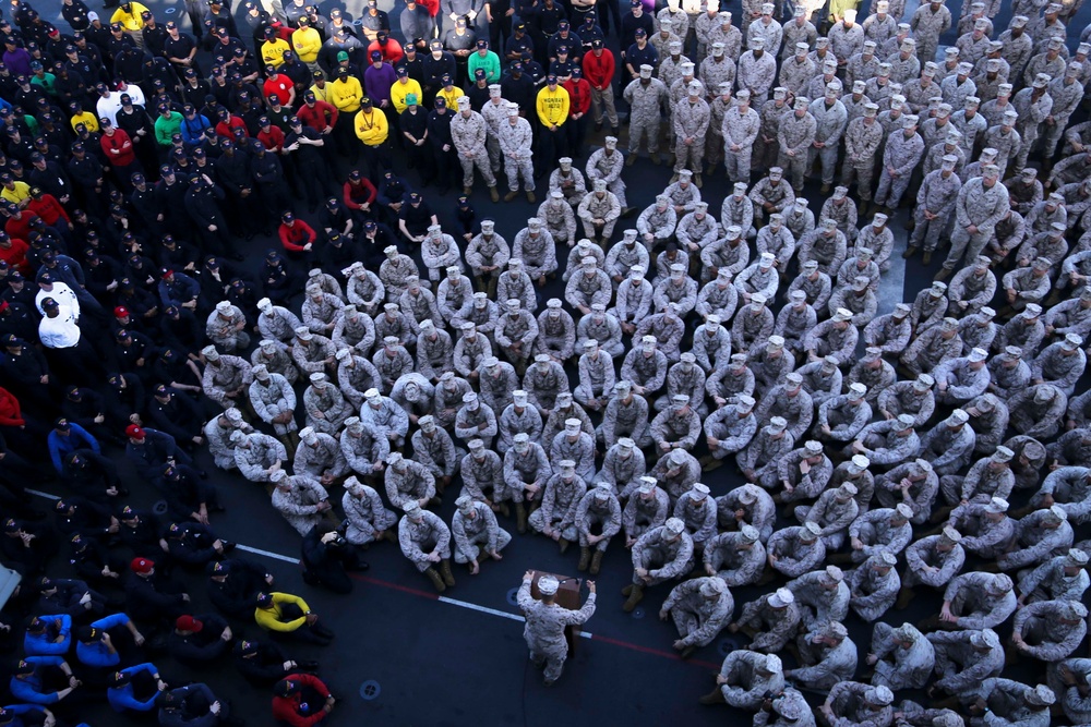 Brig. Gen. Mundy Speaks to the Marines and sailors of the USS Makin Island