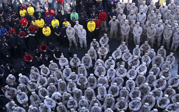 Brig. Gen. Mundy Speaks to the Marines and sailors of the USS Makin Island