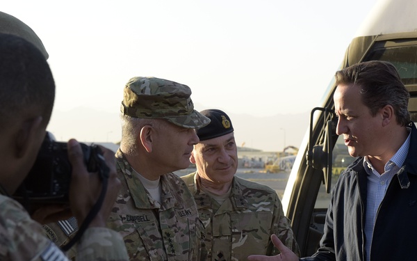 COMISAF greets UK Prime Minister David Cameron on Kabul visit