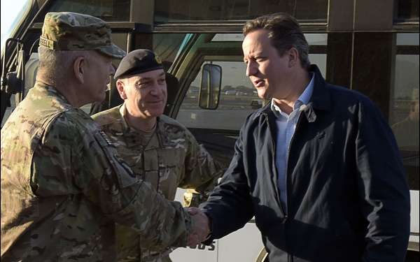 COMISAF greets UK Prime Minister David Cameron on Kabul visit