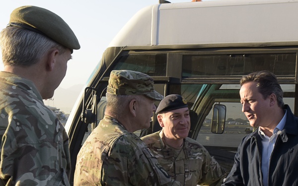COMISAF greets UK Prime Minister David Cameron on Kabul visit