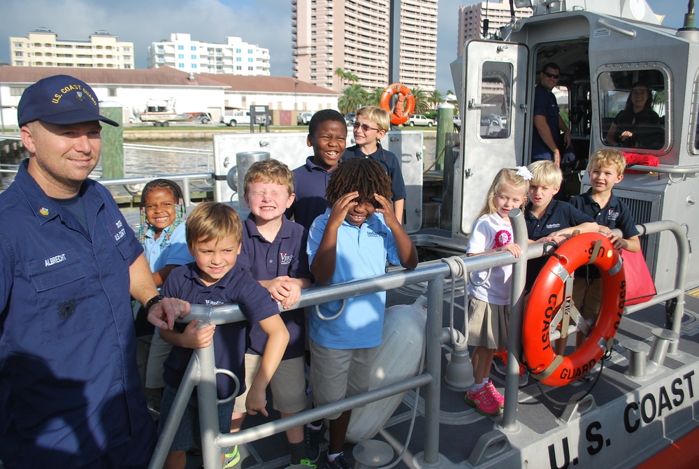 Elementary school students take field trip to Coast Guard station