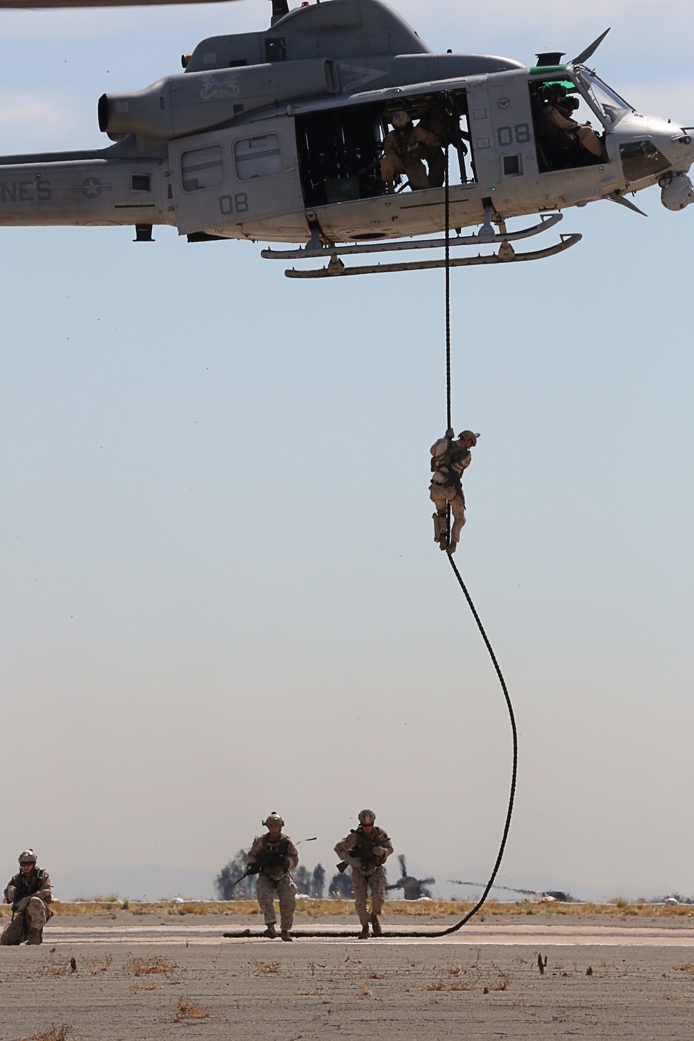 Reconnaissance Marines Fast Rope from UH-1Y Helicopter