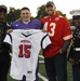 Blue Springs High School long snapper presented jersey for 2015 Semper Fidelis All-American Bowl