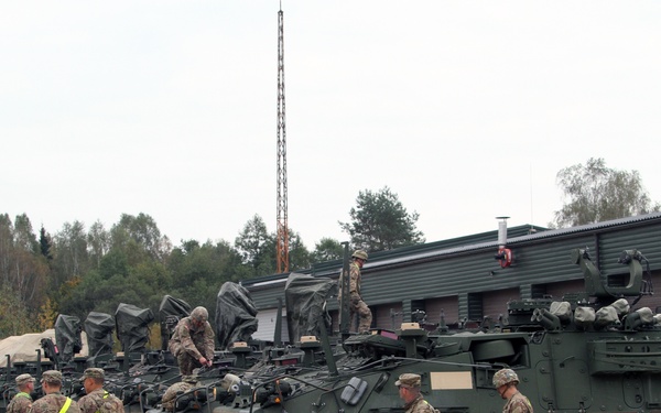 Bradleys, Strykers arrival in Rukla for Atlantic Resolve