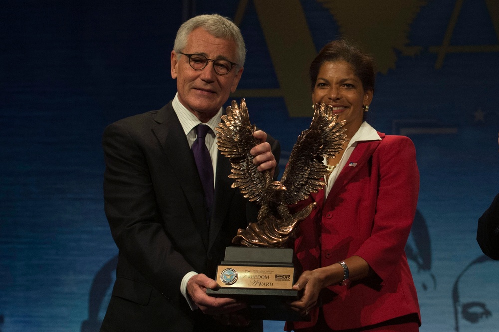 Secretary of Defense Chuck Hagel speaks at Secretary of Defense Freedom Award Ceremony