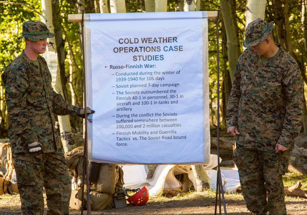 CLB-6 and 2/5 Marines receive cold weather classes at Mountain Warfare Training Center