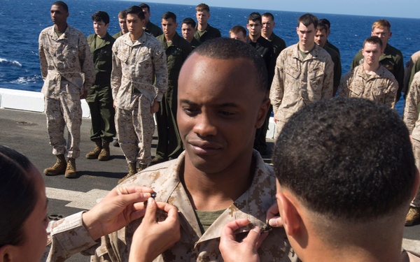 VMM-263 (Rein.) promote Marines aboard Mesa Verde