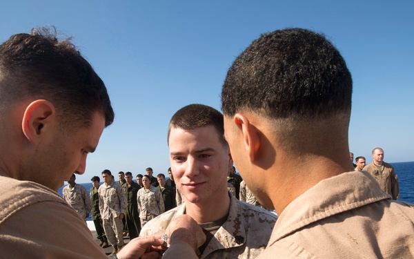 VMM-263 (Rein.) promote Marines aboard Mesa Verde