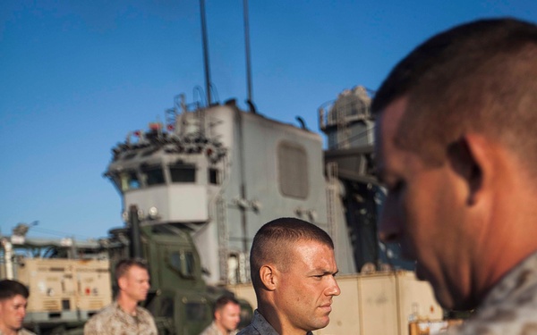 BLT 1/6 promotes Marine to SNCO aboard Gunston Hall