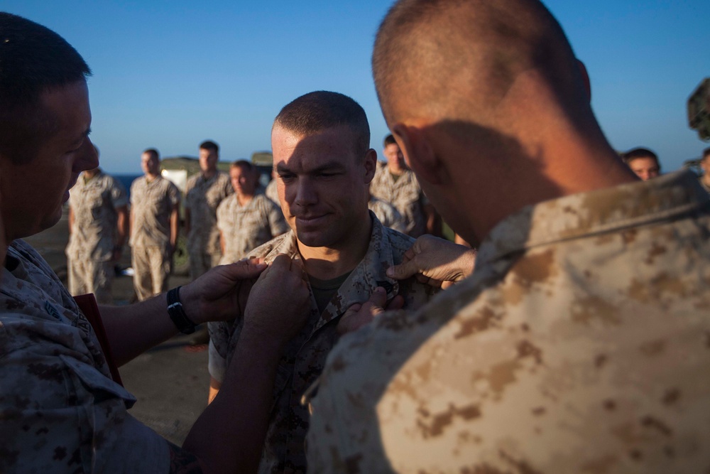 BLT 1/6 promotes Marine to SNCO aboard Gunston Hall