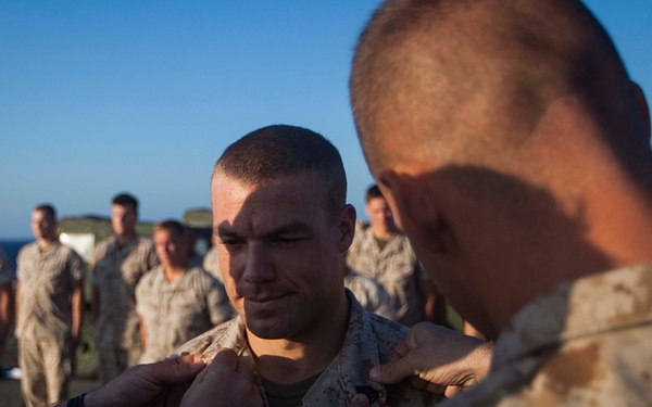 BLT 1/6 promotes Marine to SNCO aboard Gunston Hall