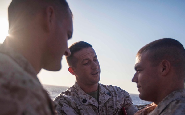 BLT 1/6 promotes Marine to SNCO aboard Gunston Hall