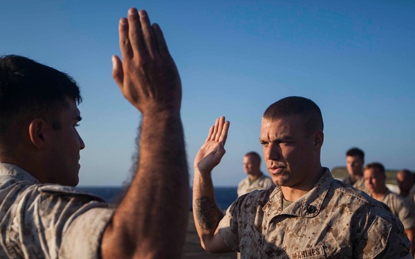 BLT 1/6 promotes Marine to SNCO aboard Gunston Hall