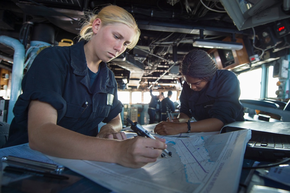 USS Cole Sailor charts a course