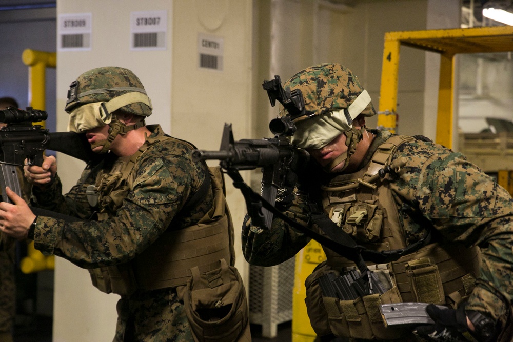 Shipboard reload drills keep Marine rifle skills sharp